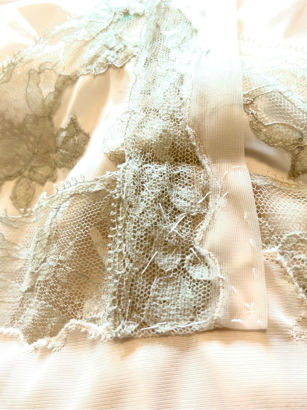 Vintage 60s Nightgown Maxi Slip Dress Lace-Trim Long Chemise Slip in Cream Ecru - Picture 14 of 14